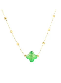 Collier Zag Bijoux Velasquez agate verte acier doré