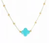 Collier Zag Bijoux Velasquez turquoise acier doré