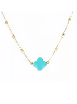 Collier Zag Bijoux Velasquez turquoise acier doré