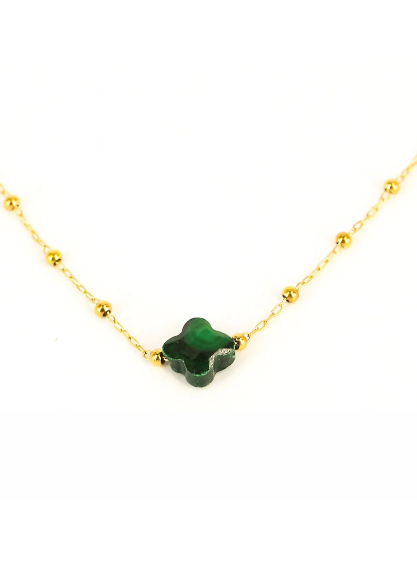 Collier Zag Bijoux Velasquez acier doré malachite