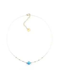 Collier Zag Bijoux Velasquez turquoise acier doré