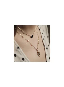 Collier Zag Velasquez acier doré onyx