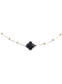 Collier Zag Velasquez acier doré onyx