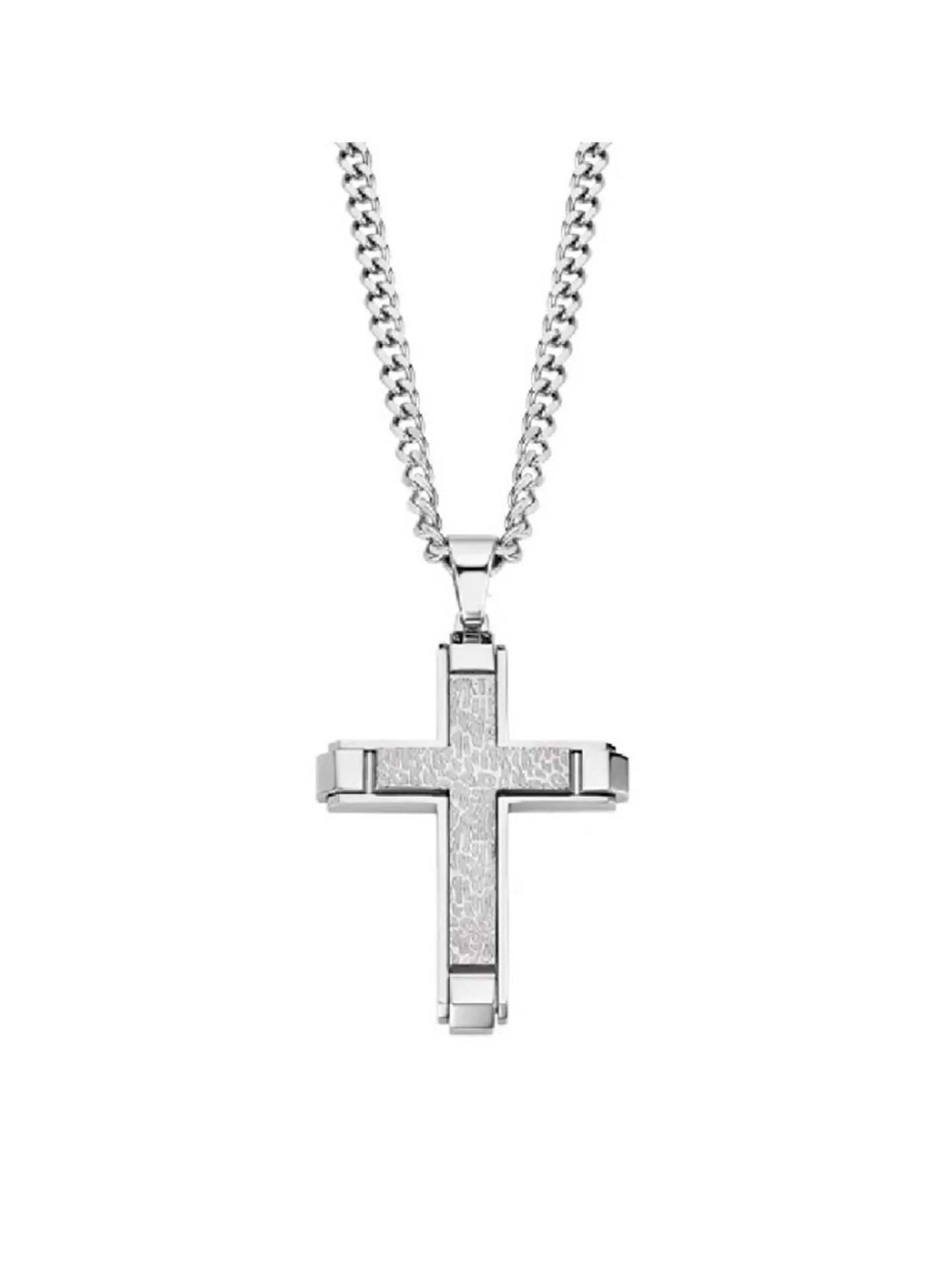 Colllier homme LOTUS pendentif croix en acier