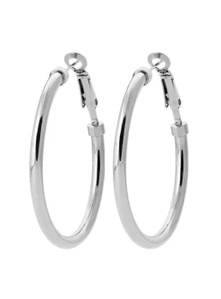 Créoles Brillaxis acier fil rond 3 mm_x005f_x000D_40 mm diamètre