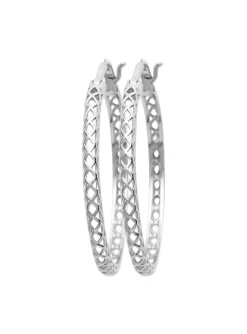 Créoles Brillaxis motif croisillon argent rhodié