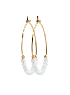 Créoles Brillaxis perles blanches 30 mm