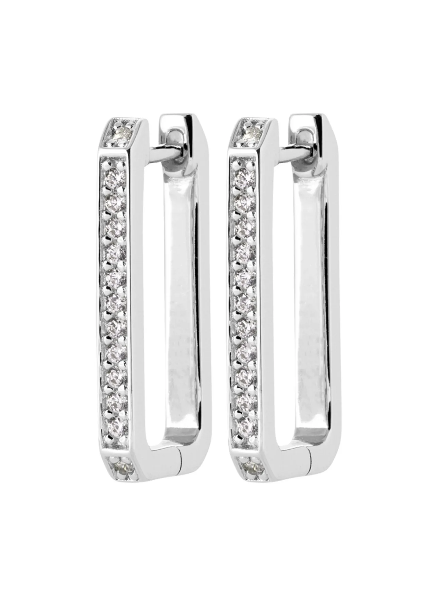 Créoles Brillaxis rectangulaires argent rhodié OZ