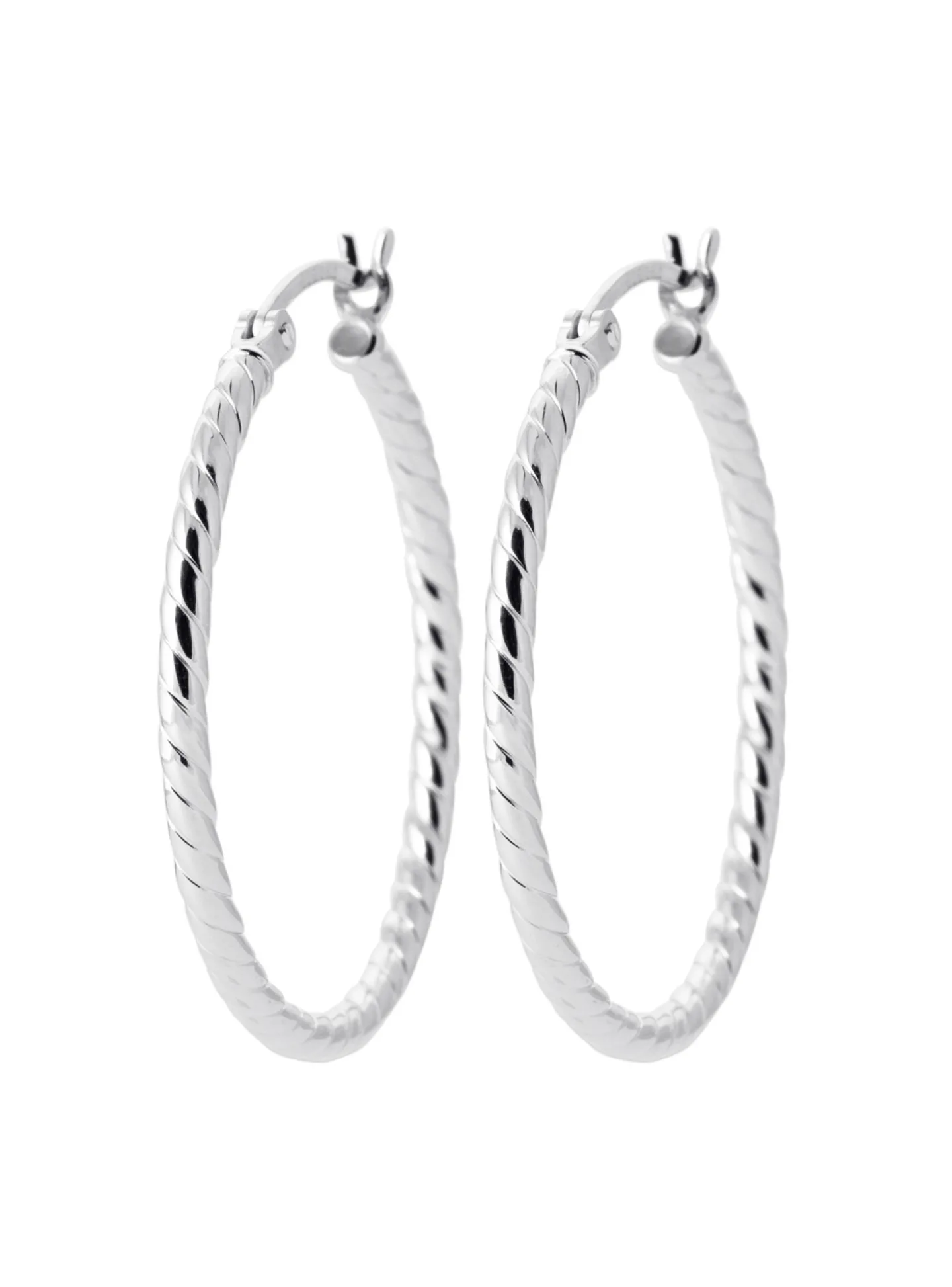 Créoles Brillaxis torsadées en argent rhodié 30mm