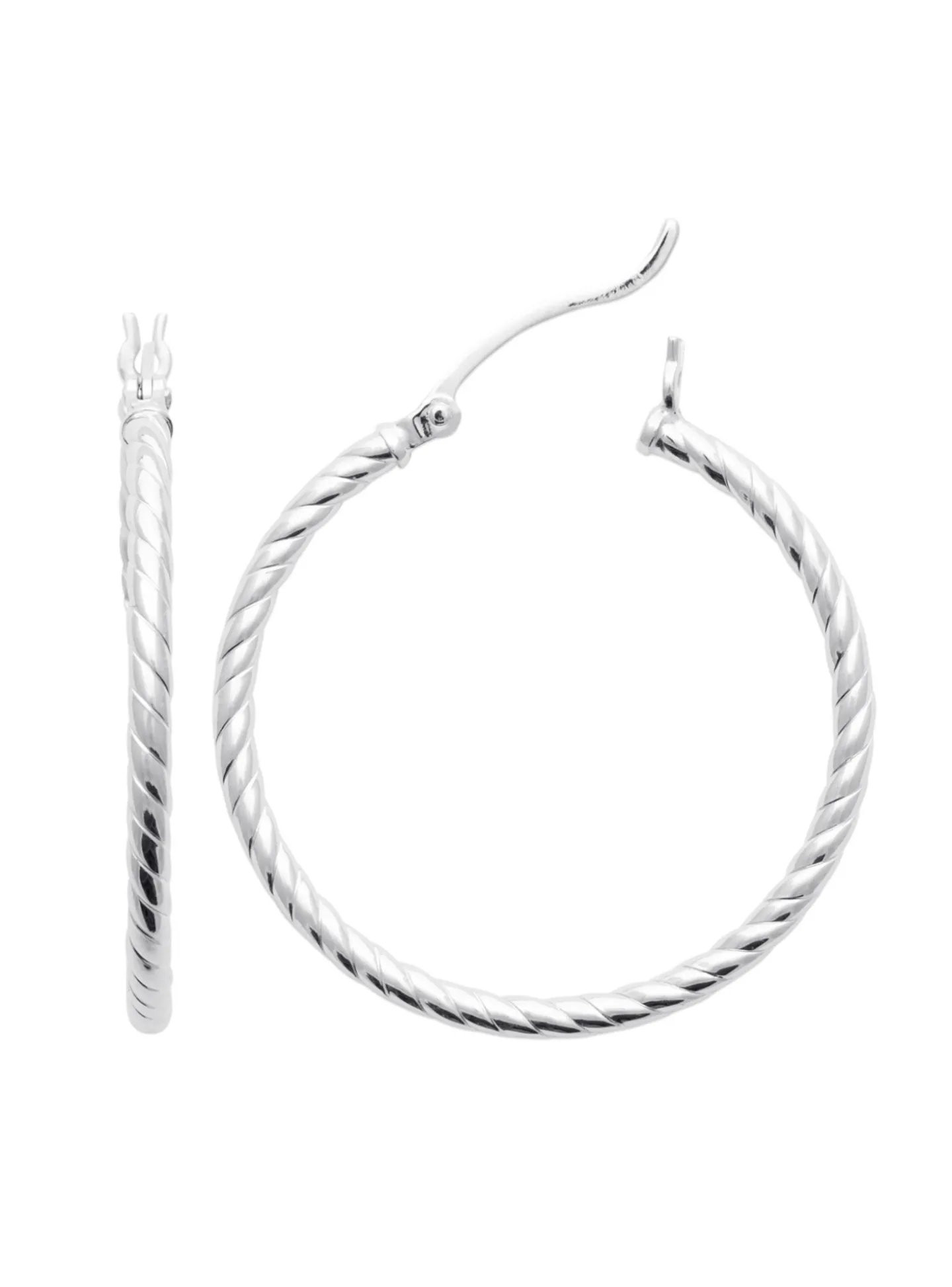 Créoles Brillaxis torsadées en argent rhodié 30mm
