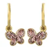 Créoles enfant Brillaxis or 18 cts papillons roses