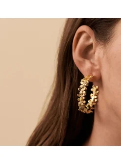 Créoles ouvertes Agatha Bloom petites fleurs dorées