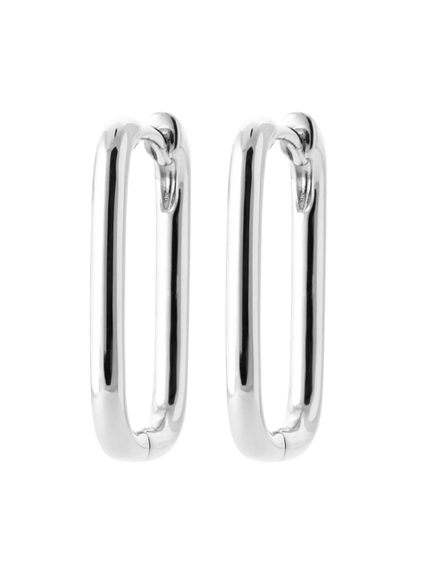 Créoles rectangulaires Brillaxis argent rhodié 23mm