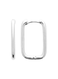 Créoles rectangulaires Brillaxis argent rhodié 23mm
