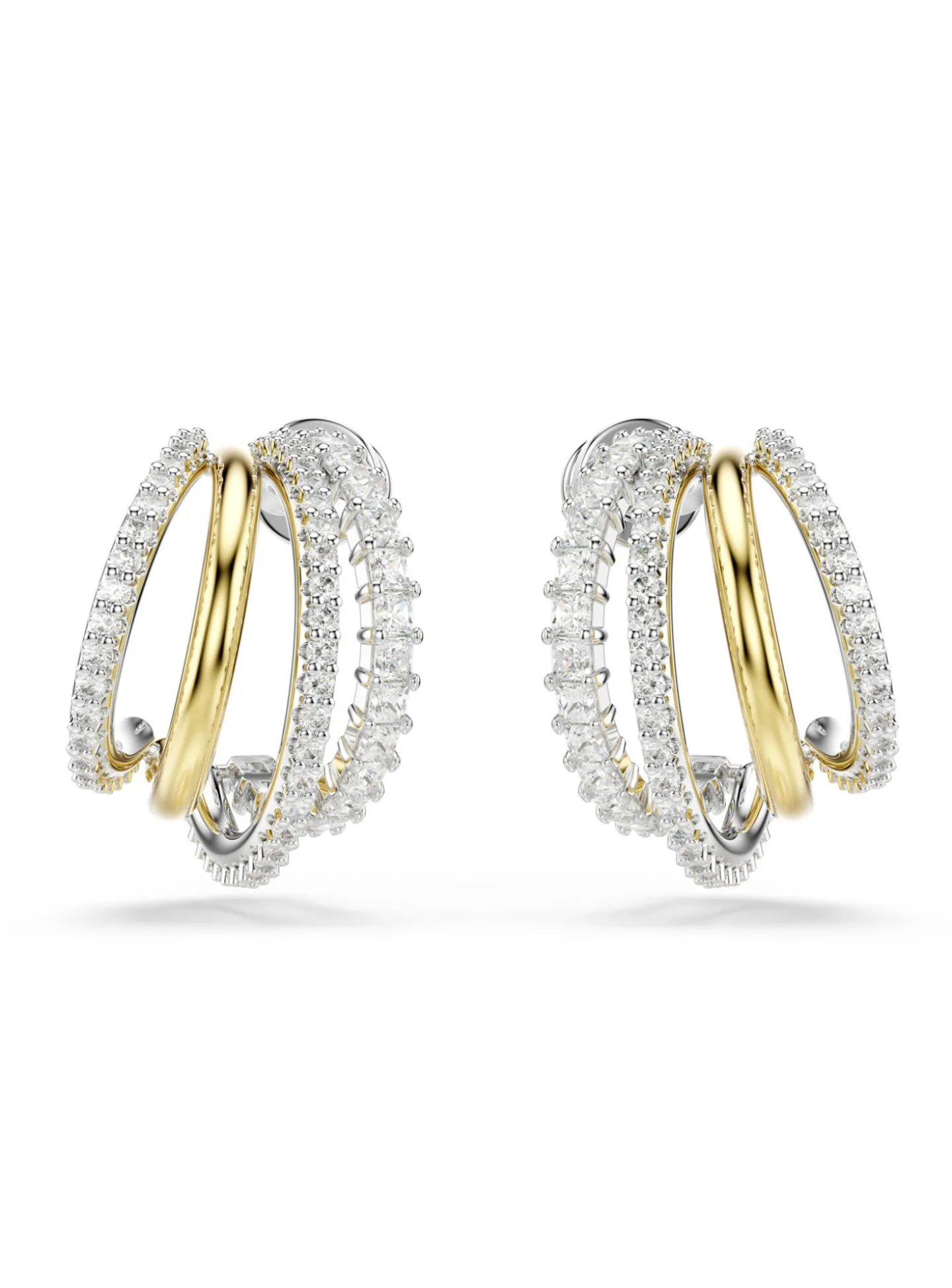 Créoles Swarovski Hyperbola plaqué blanc et doré