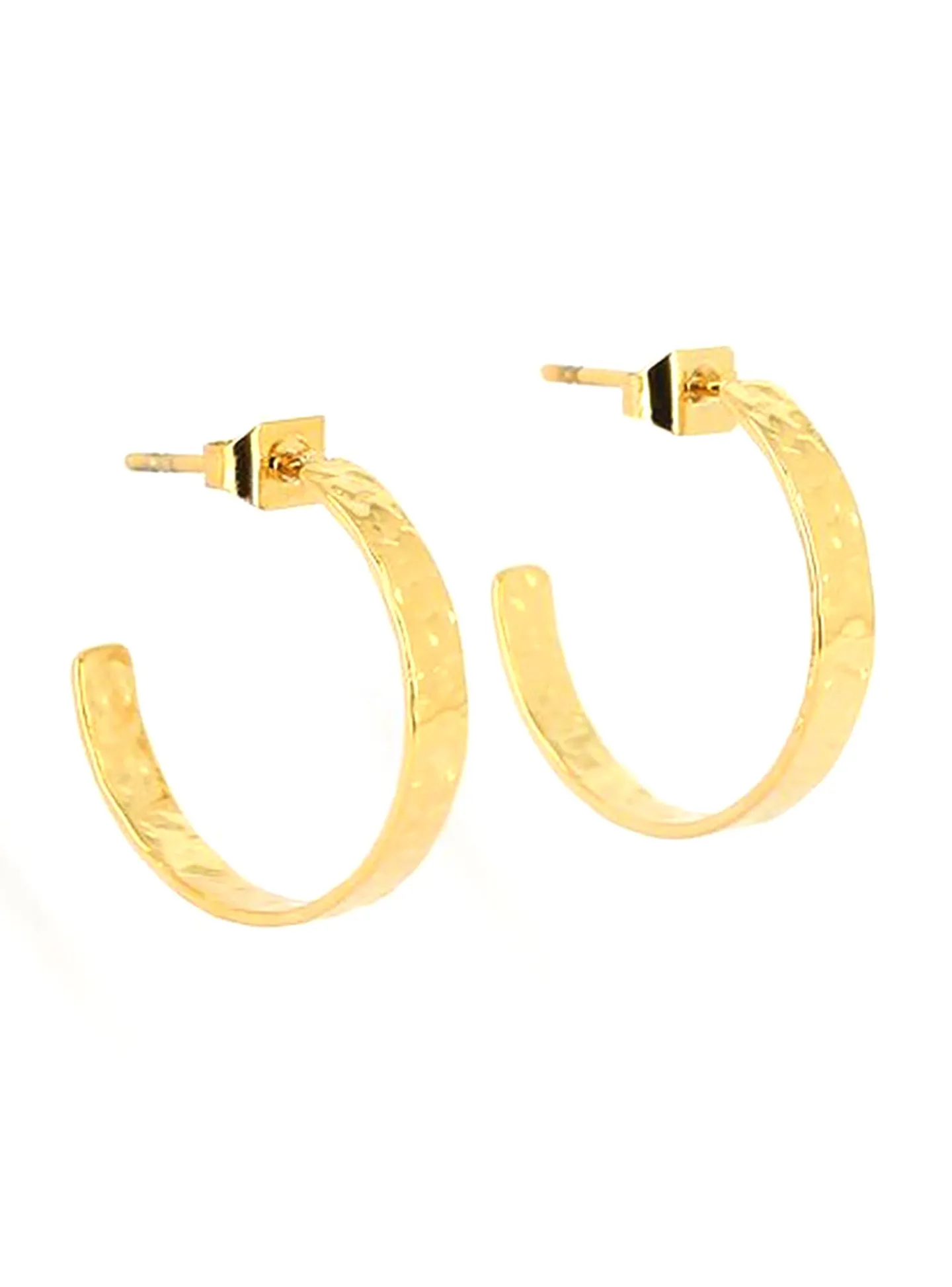 Créoles Zag Bijoux Léonie acier doré martelé