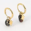 Créoles Zag Bijoux Phine acier doré onyx noir