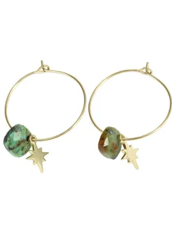 Créoles Zag Bijoux étoile et turquoise africaine