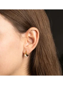 Demi-créoles Zag Bijoux acier doré nacre