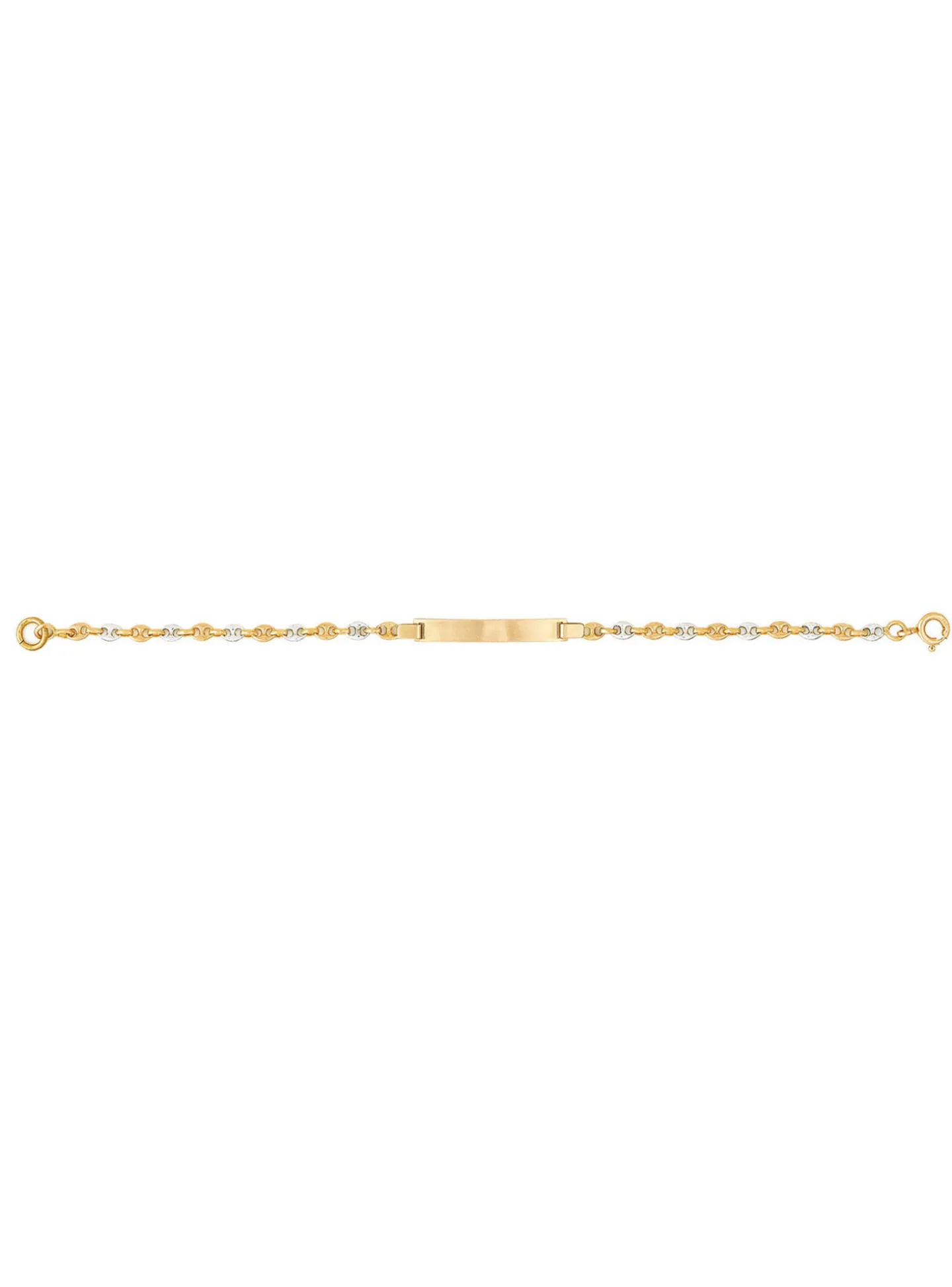 Identité bébé grain de café or 18 carats bicolore