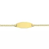Identité bébé ovale maille marine or jaune 18 carats