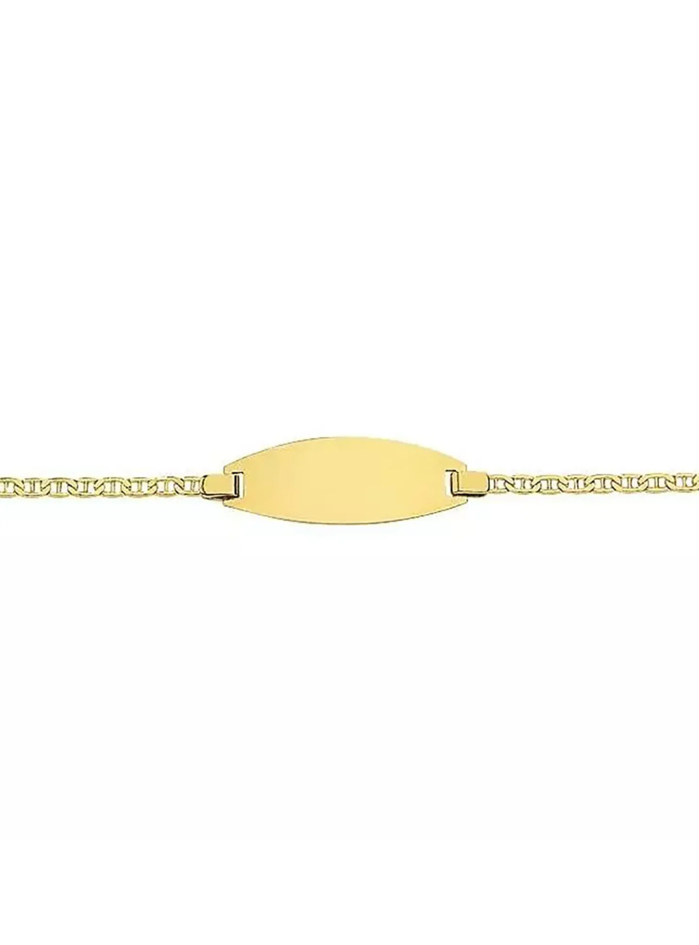 Identité bébé ovale maille marine or jaune 18 carats