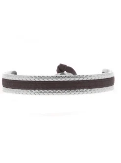 Jonc Ruban Les Interchangeables argenté_x005f_x000D_marron glacé 4mm matelassé