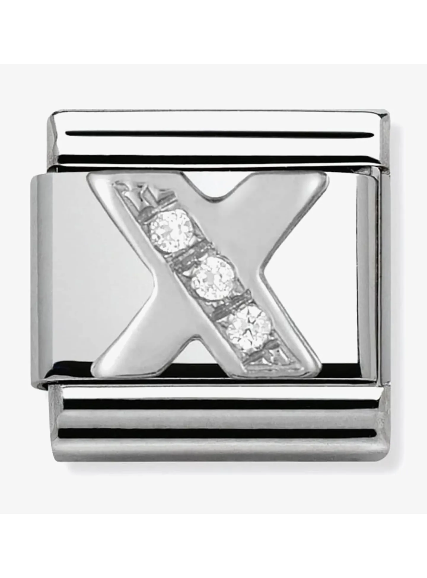 Maillon Nomination argent avec OZ Alphabet lettre X