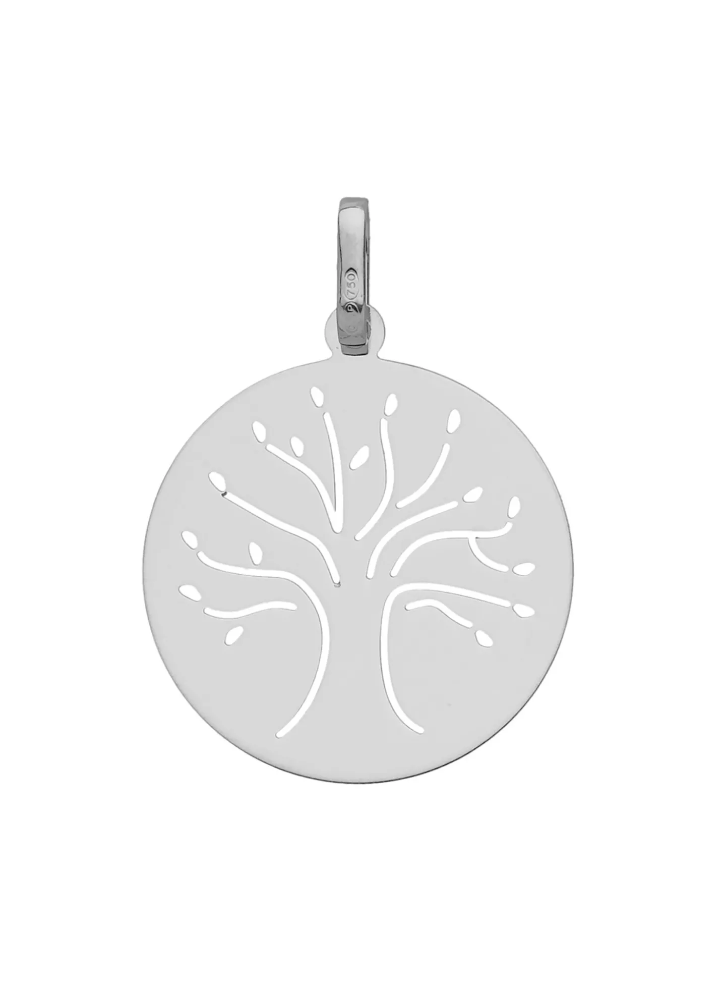 Médaille arbre de vie or blanc 18 carats