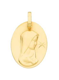 Médaille Brillaxis ovale vierge diamantée_x005f_x000D_1 étoile or jaune