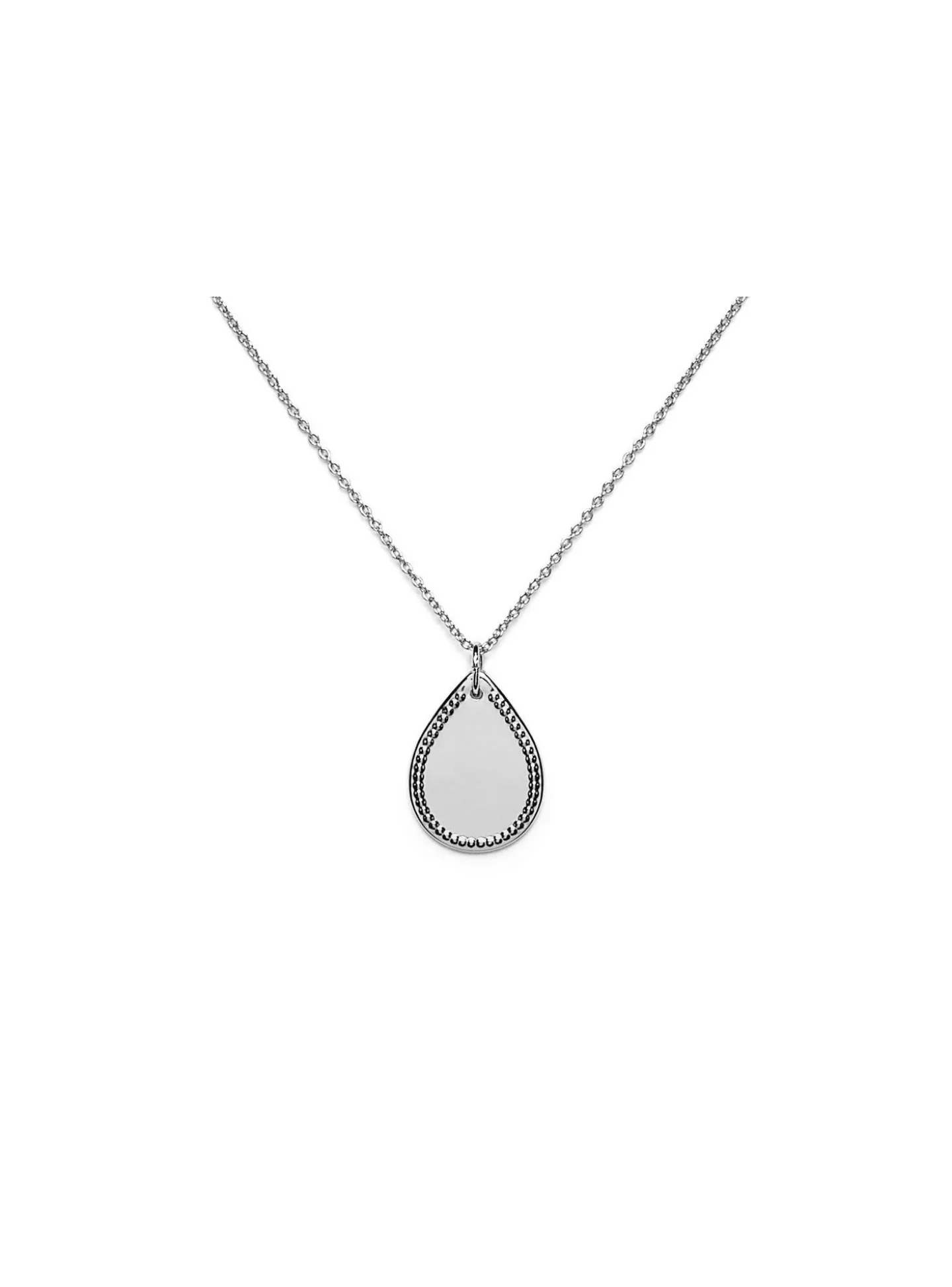 Médaille Emma et Chloé métal argenté_x005f_x000D_forme goutte ciselée sur les bords