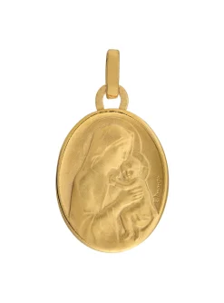Médaille ovale Brillaxis Vierge à l'enfant_x005f_x000D_or jaune 18k
