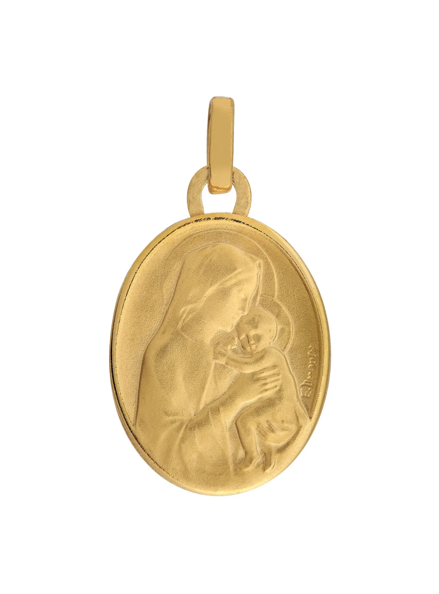 Médaille ovale Brillaxis Vierge à l'enfant_x005f_x000D_or jaune 18k