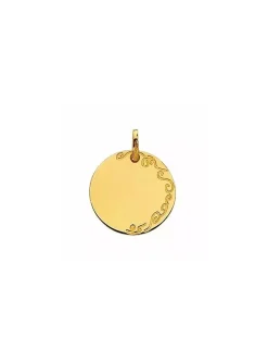 Médaille ronde gravée côté droit or jaune 18 carats