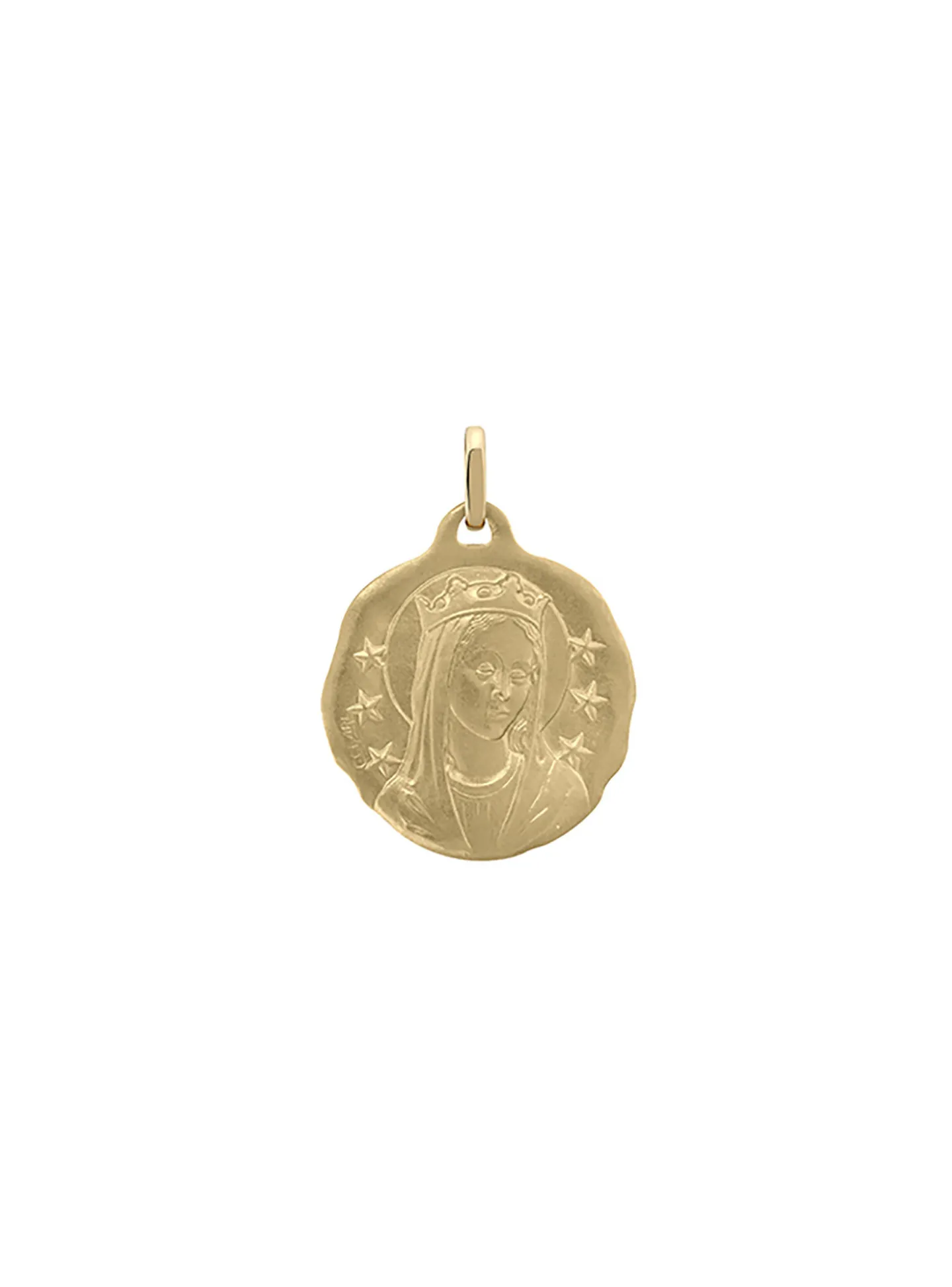 Médaille ronde vierge couronnée or jaune 18 carats