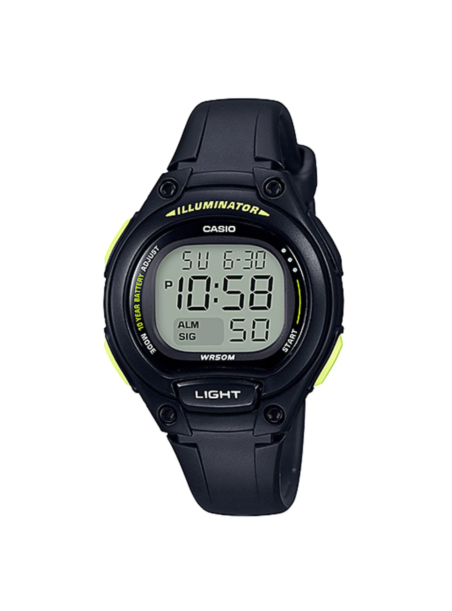Montre Casio digitale noire/verte LW-203-1BVEF