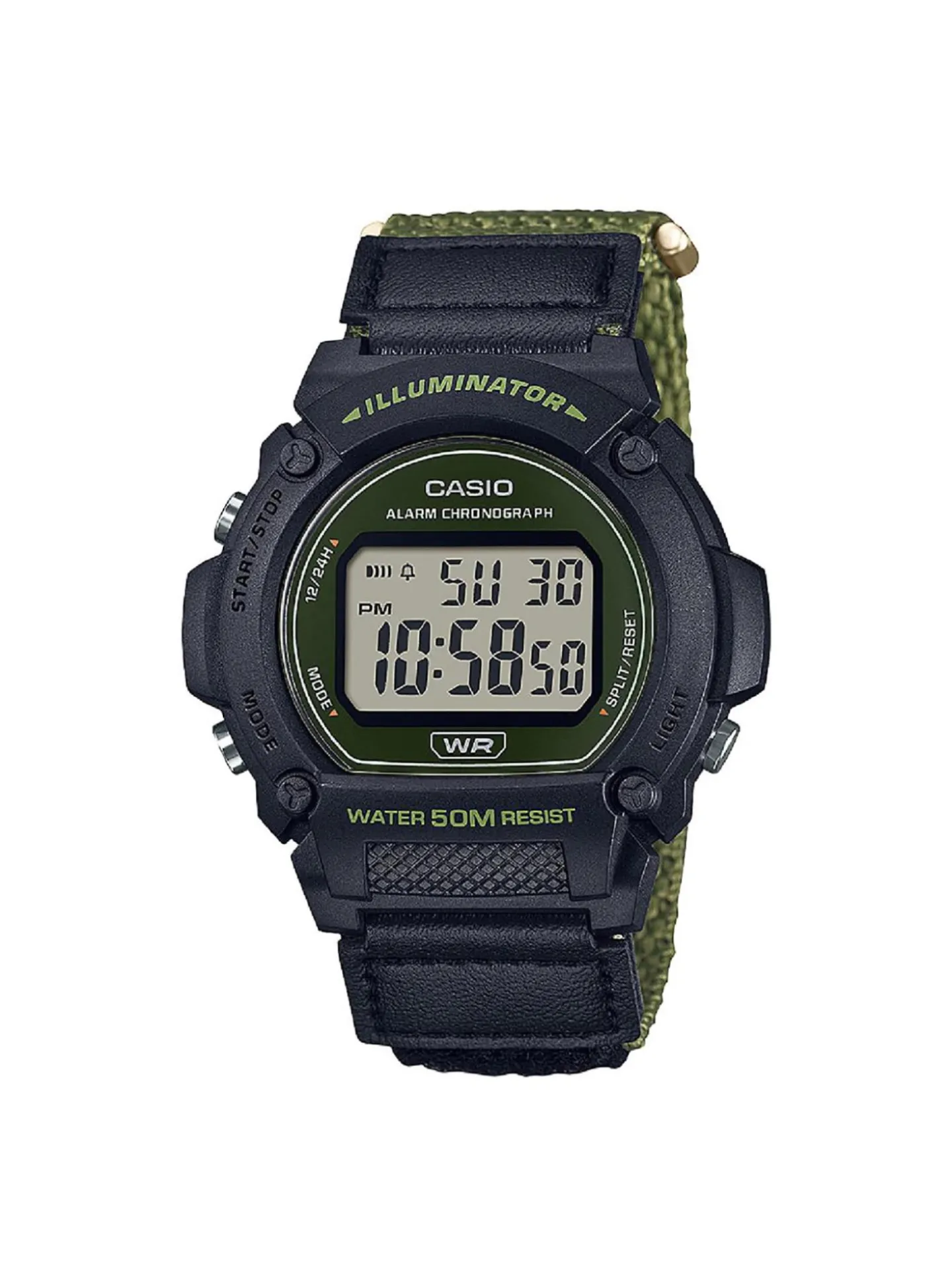 Montre CASIO illuminator bracelet tissu kakiCollection TIMELESS