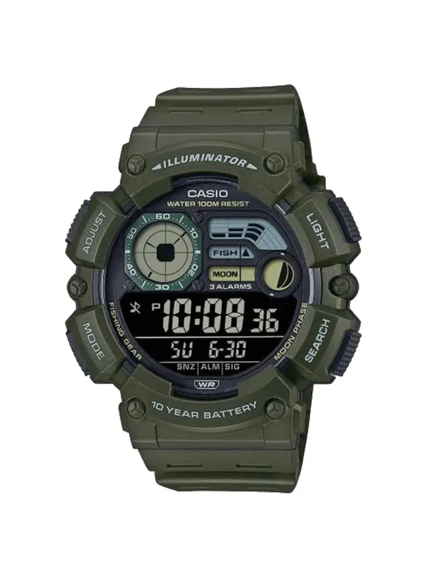 Montre Casio Timeless résine verte multifonctions