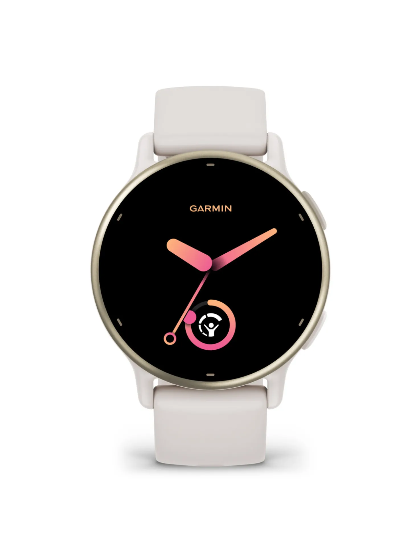 Montre connectée GARMIN vívoactive® 5_x005f_x000D_Boitier ivoire avec lunette Soft Gold et bracelet silicone ivoire