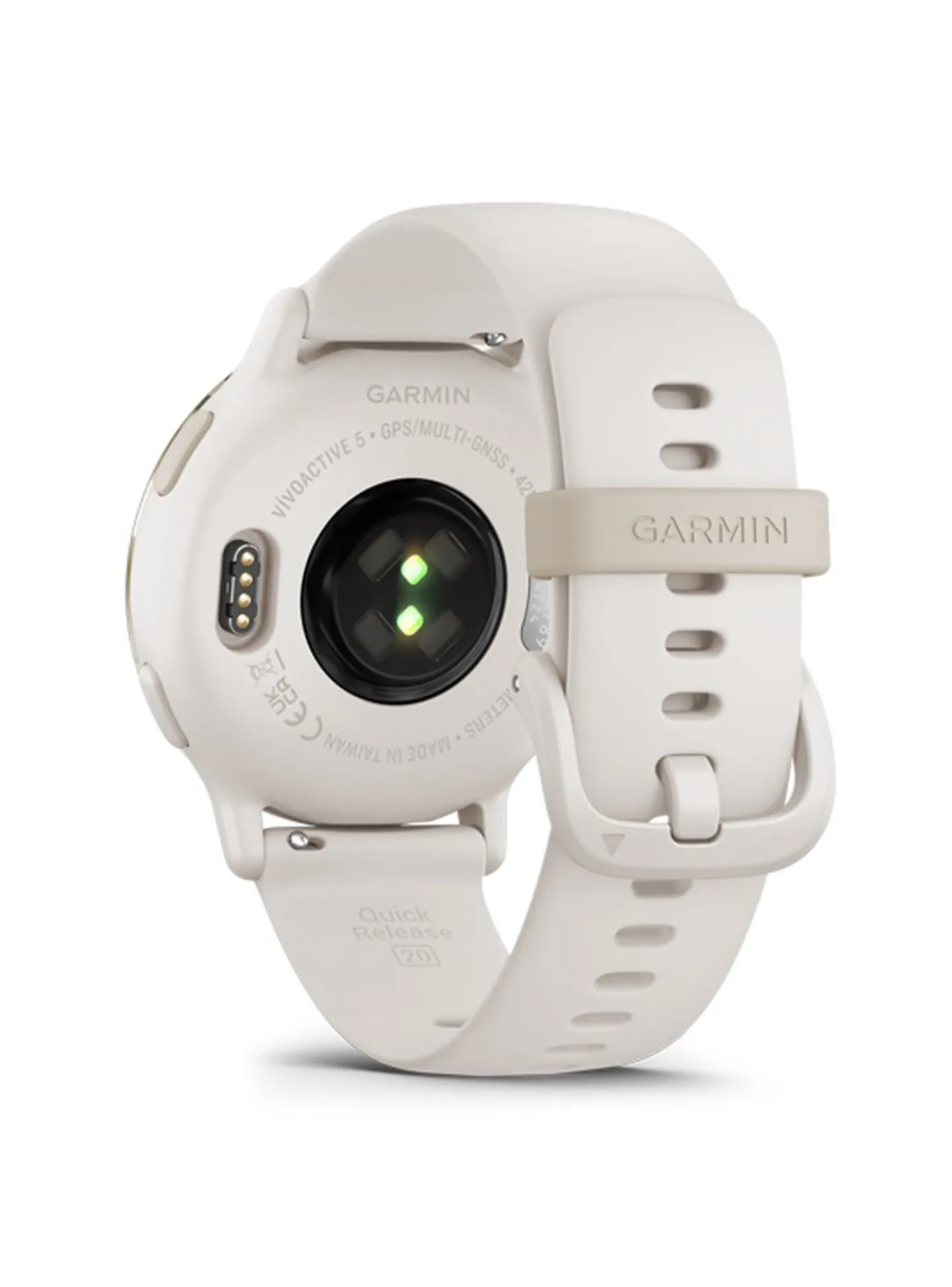 Montre connectée GARMIN vívoactive® 5_x005f_x000D_Boitier ivoire avec lunette Soft Gold et bracelet silicone ivoire