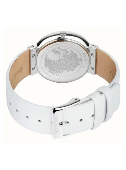 Montre femme Bering lunette céramique cuir blanc