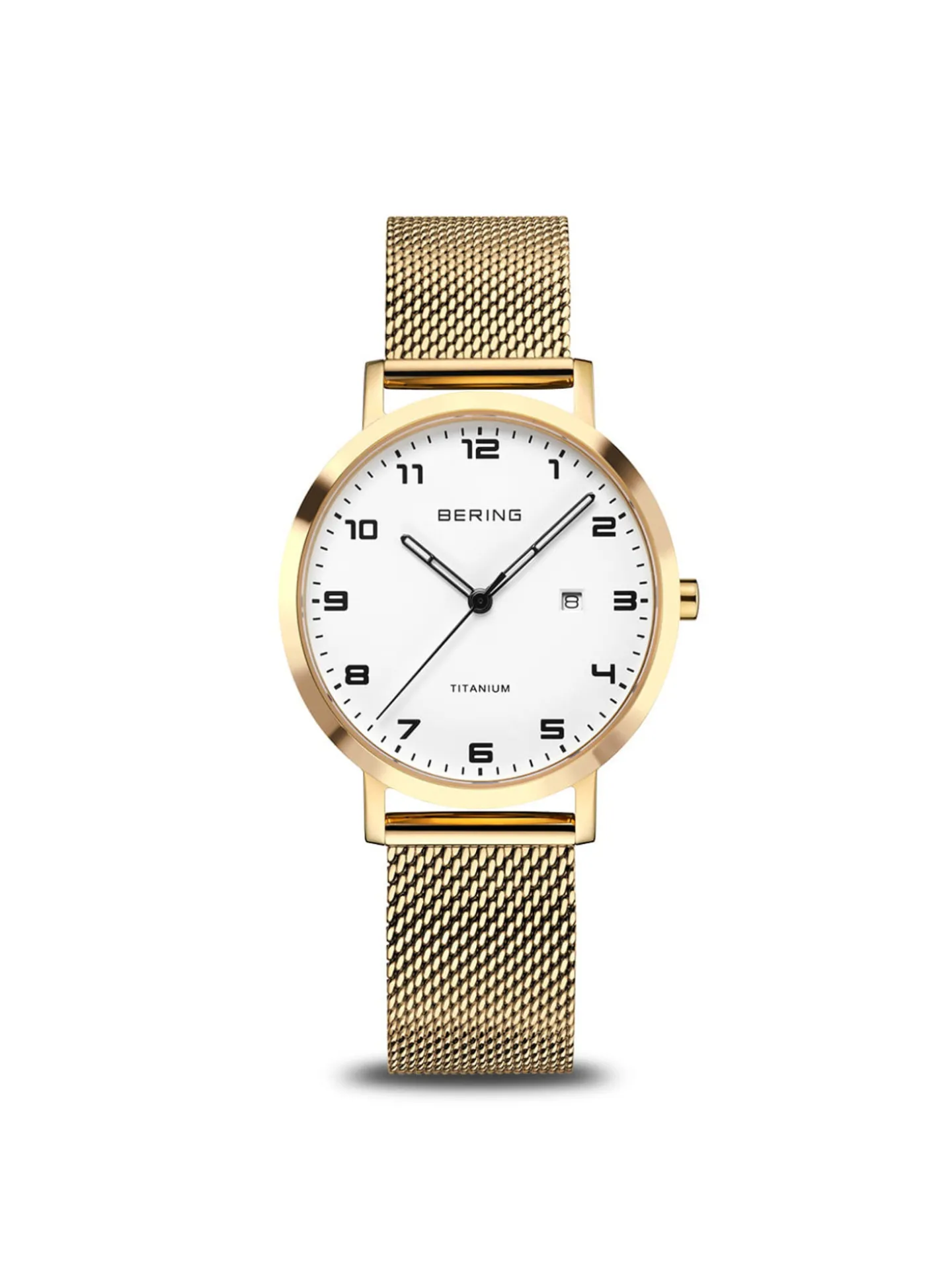 Montre femme Bering titanium acier milanais doré