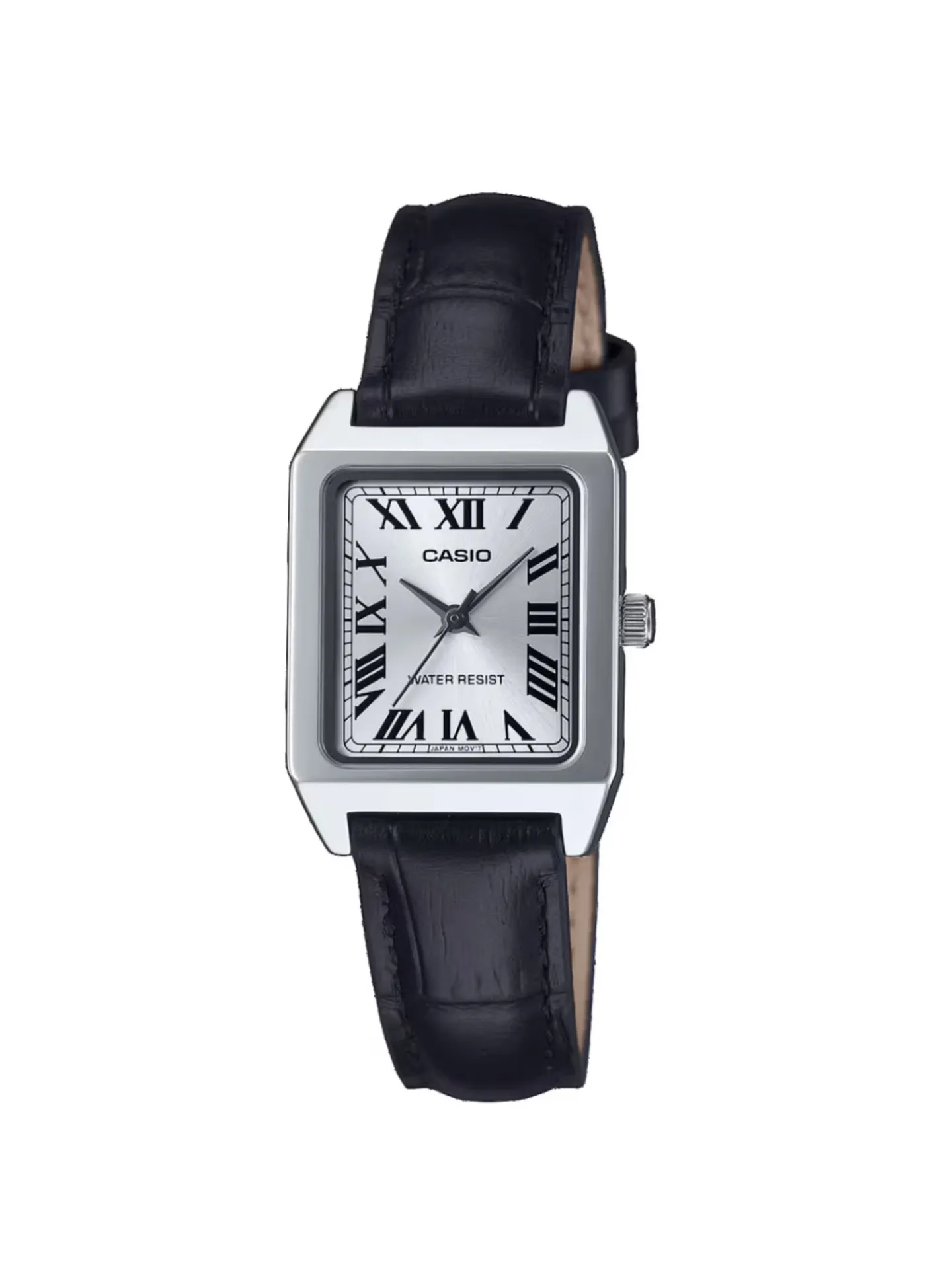 Montre femme Casio chiffres romains cuir noir