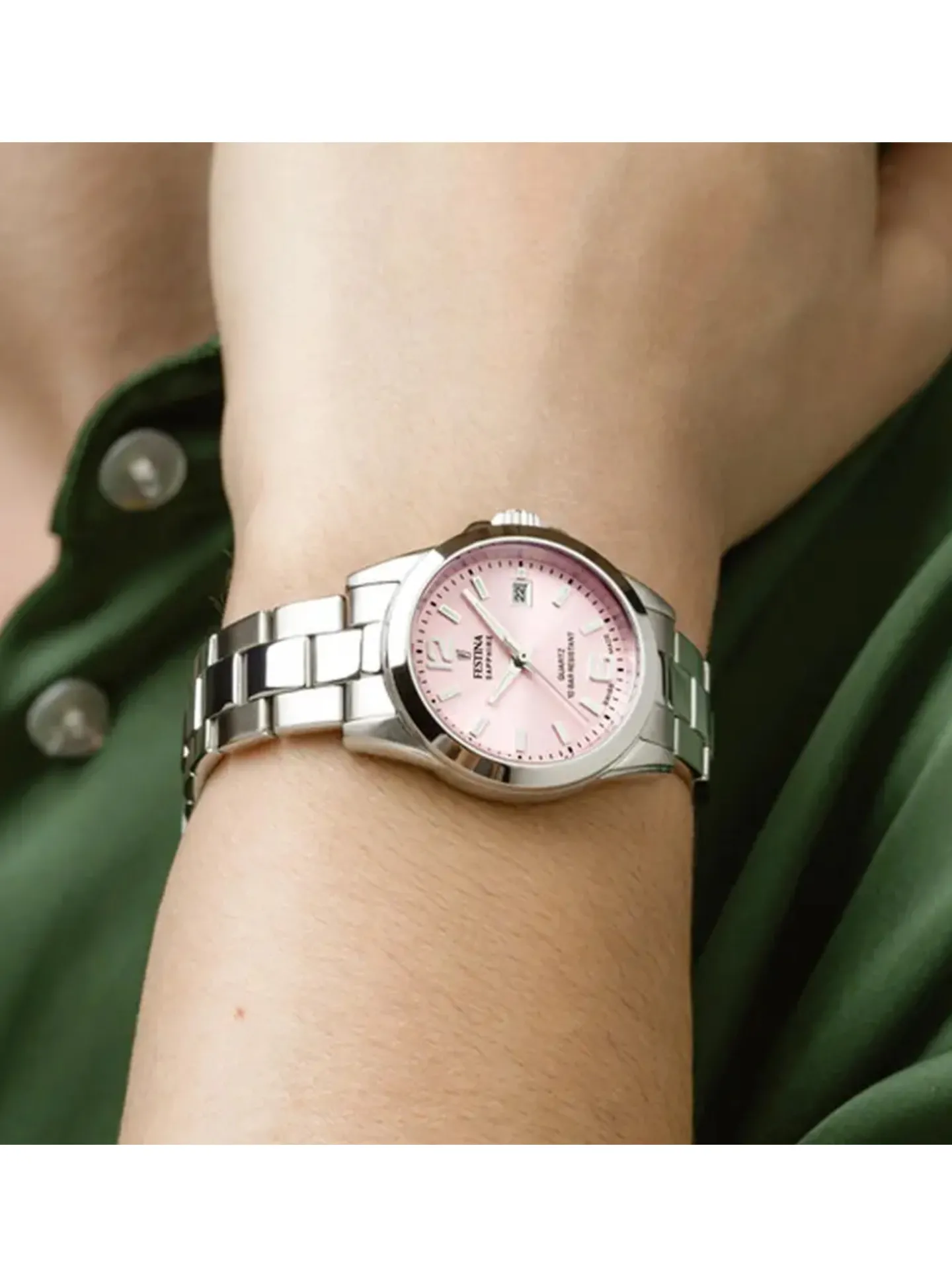 Montre femme Festina acier cadran rose_x005f_x000D_collection Swiss Made