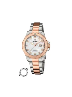 Montre femme Festina bicolore blanche et rose