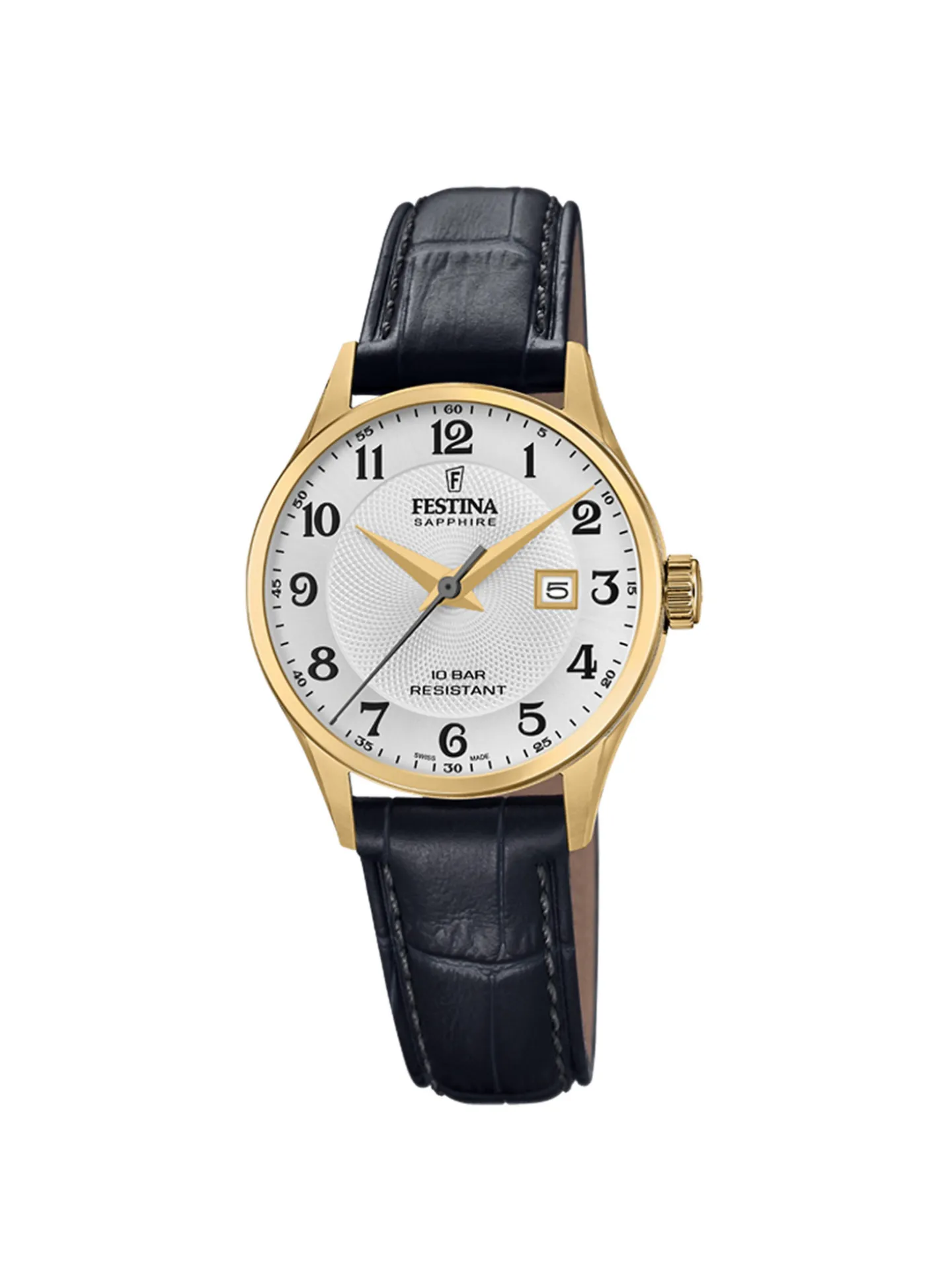 Montre femme Festina dorée cuir noir_x005f_x000D_Collection Swiss Made