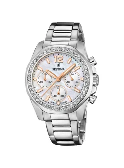 Montre femme Festina Rainbow acier chrono nacre