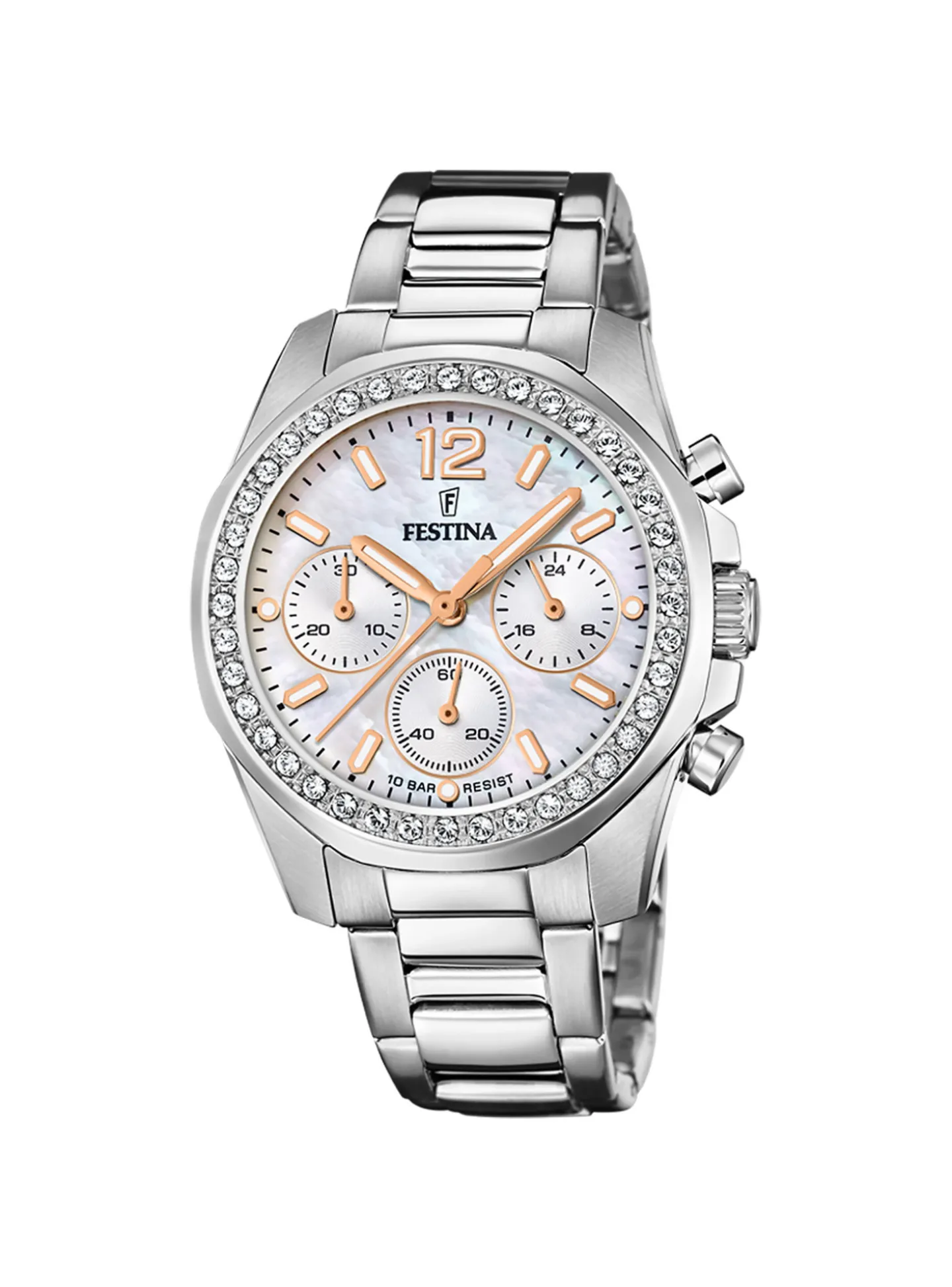 Montre femme Festina Rainbow acier chrono nacre