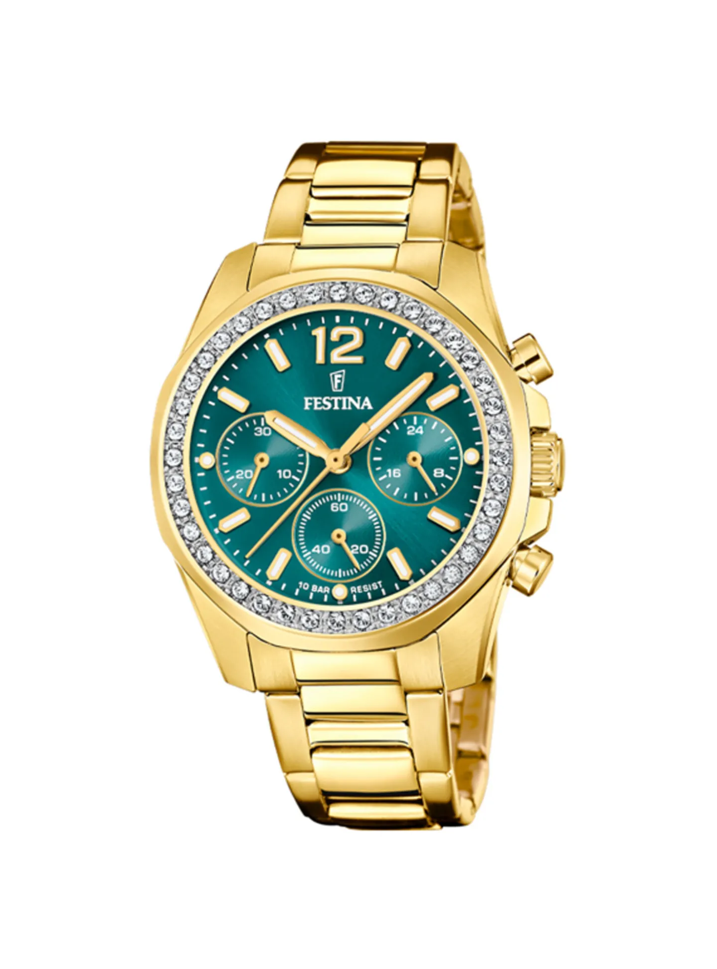 Montre femme Festina rainbow verte acier doré