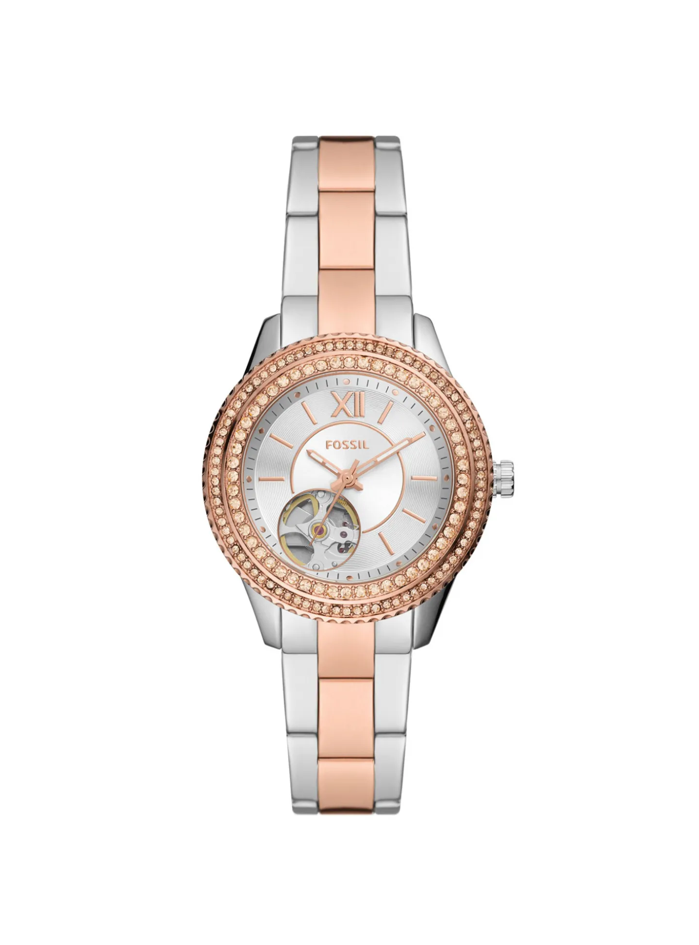Montre femme Fossil Stella automatique bicolore